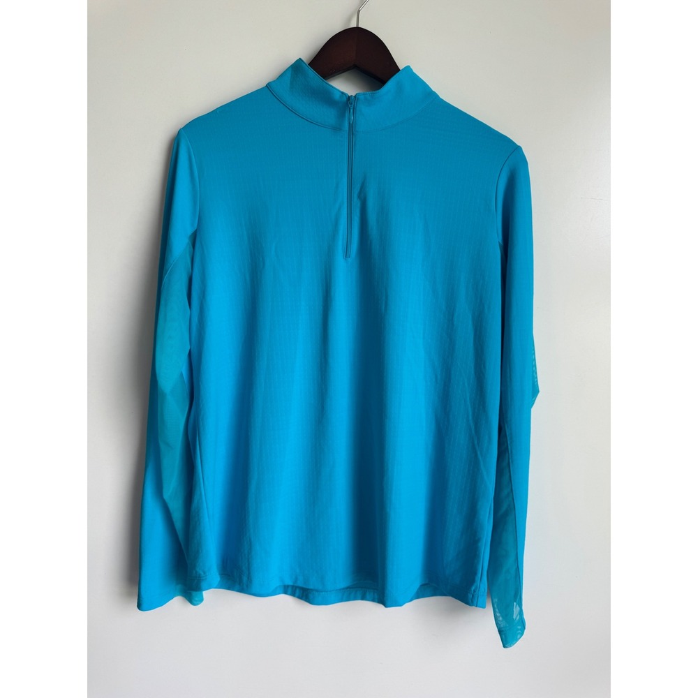IBKUL Turquoise Blue IceFil Cooling UPF 50+ Quarter Zip Sun Pullover Prep Top L